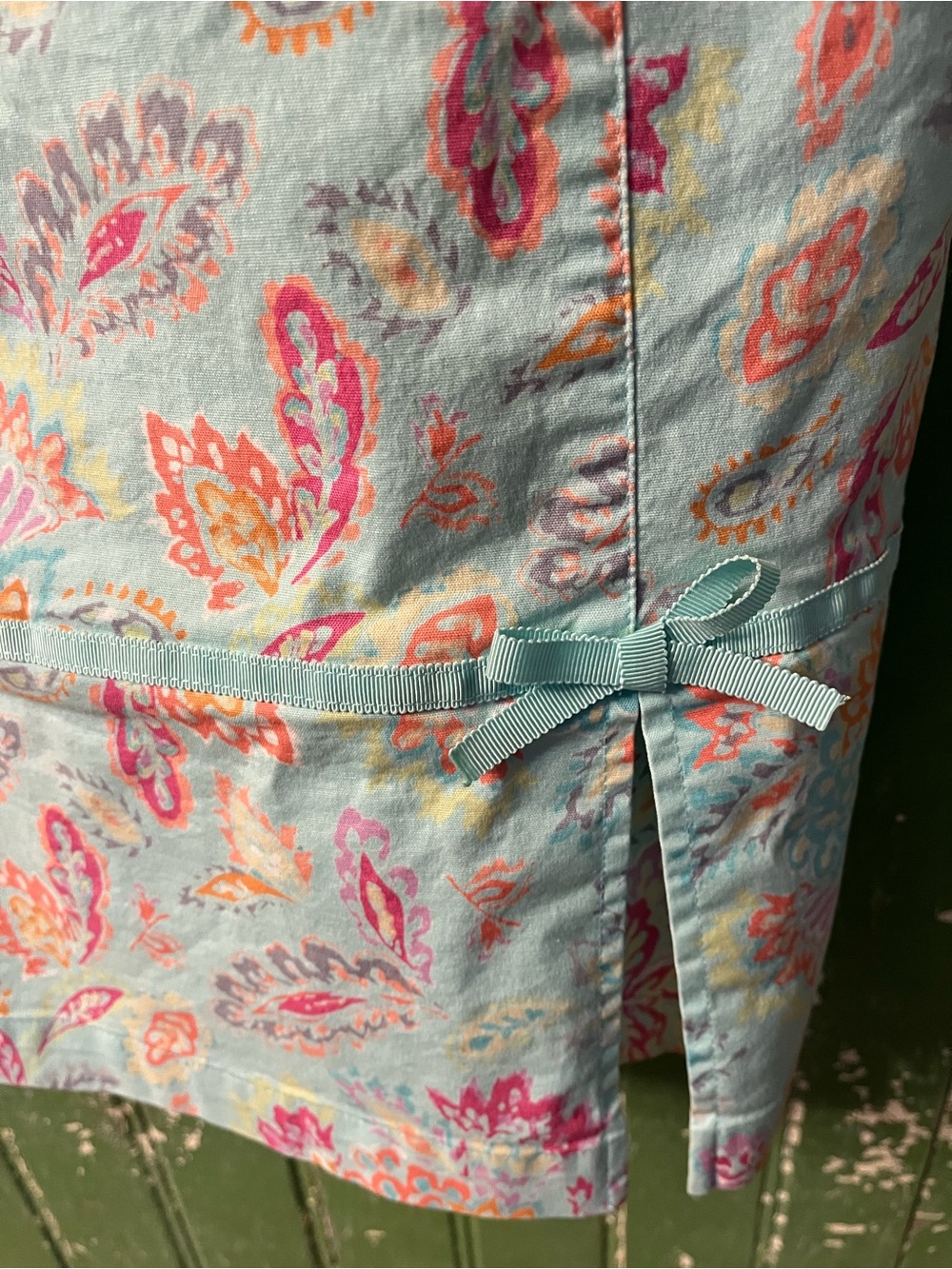Sigrid Olsen Dress Paisley Ribbon-Detail Fitted Summer 4p